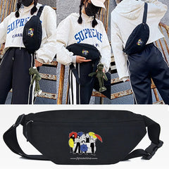 Women Waist Bag Flower Letters Print Chest Pack Purse Crossbody Phone Bag