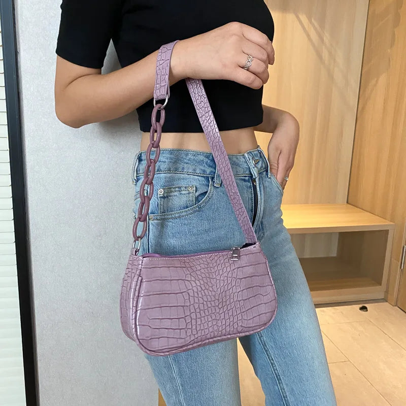 Women's Shoulder Bag PU Leather Milk Tea Underarm Bag Sling Handbag