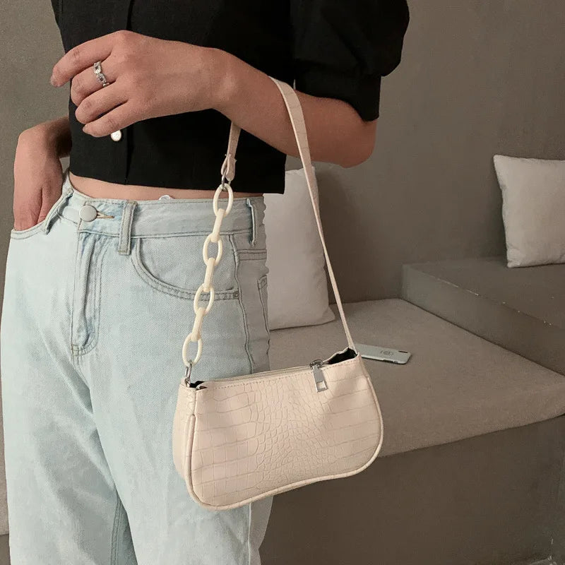 Women's Shoulder Bag PU Leather Milk Tea Underarm Bag Sling Handbag