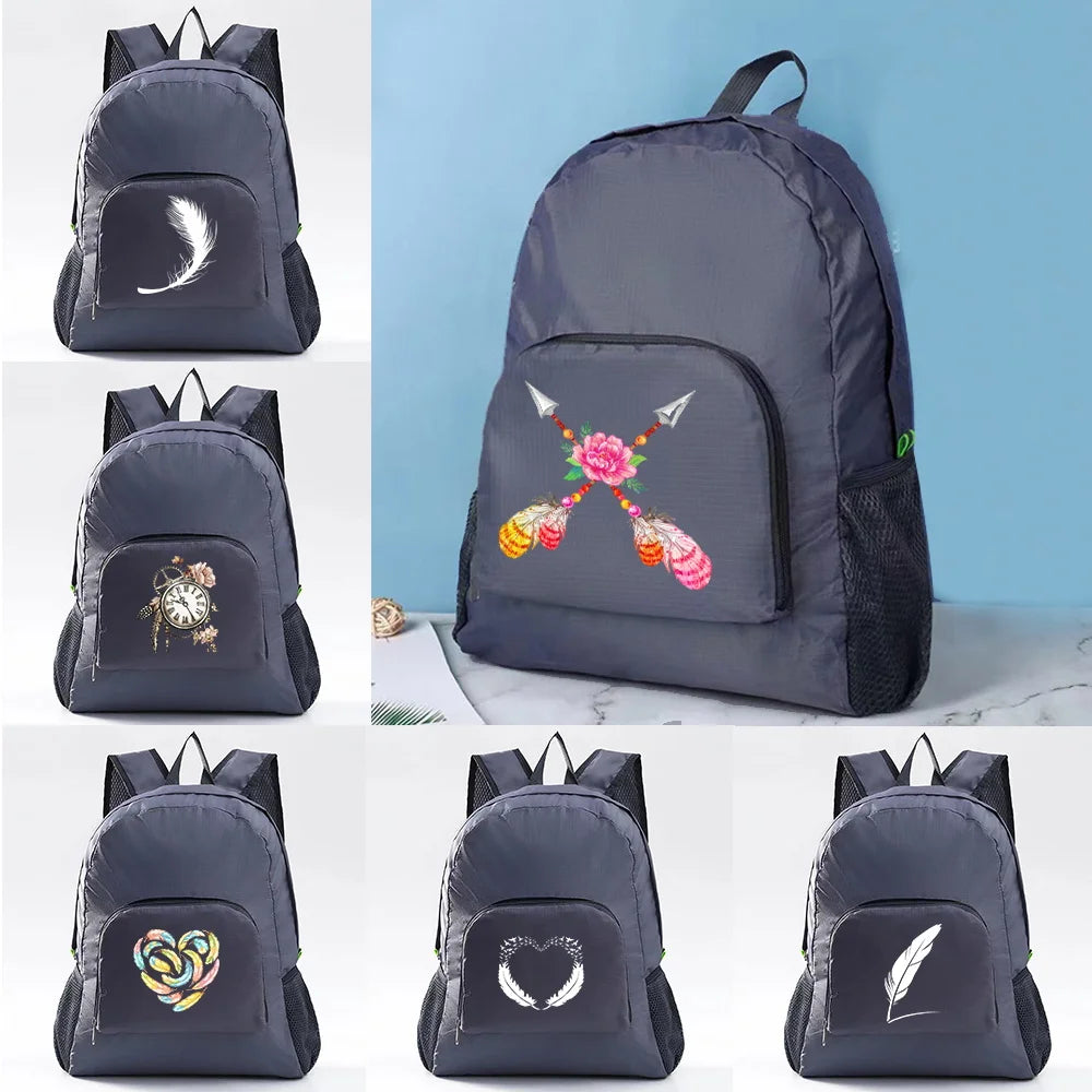 Feather Print Ultralight Packable Backpack for Hiking Travel