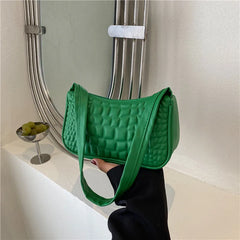 Women's PU Leather Underarm Bag Retro Solid Small Shoulder Handbag