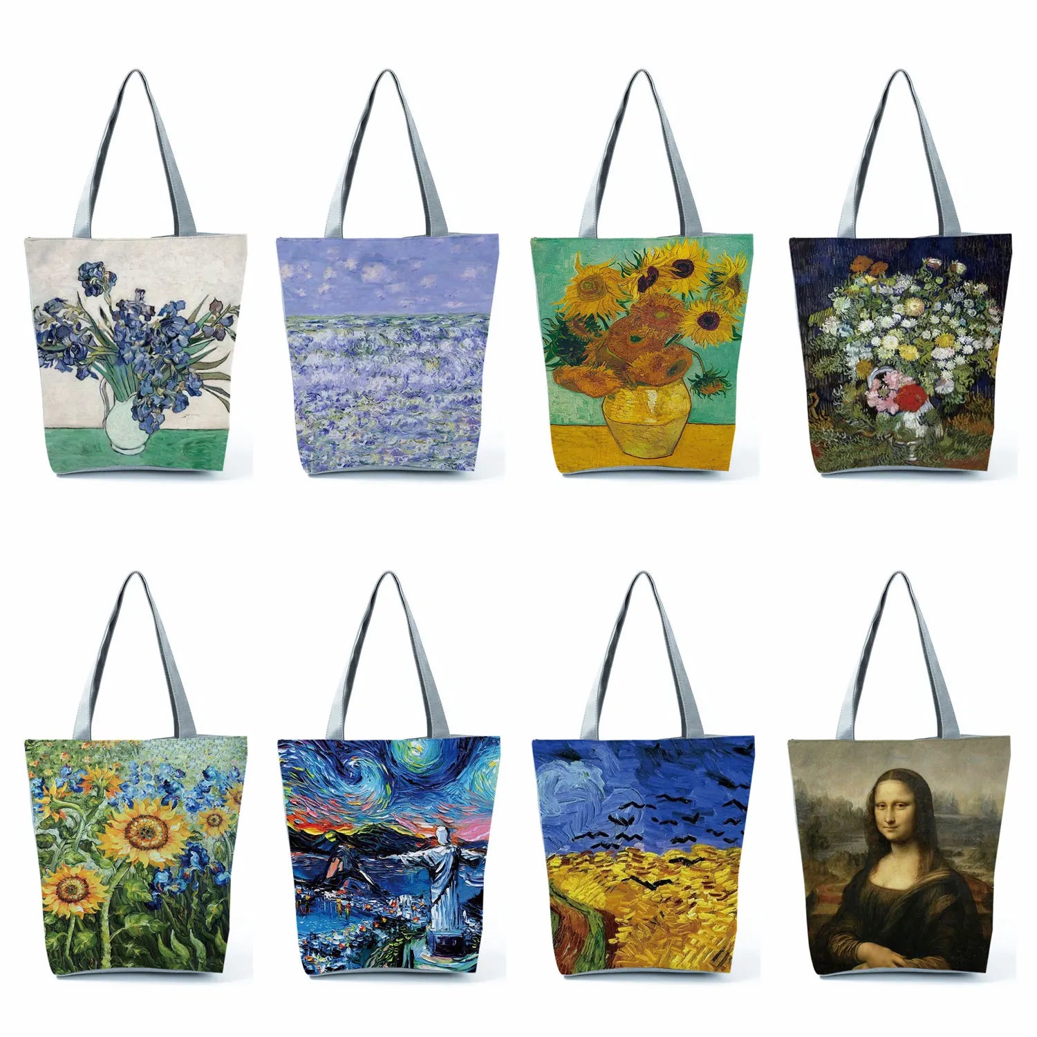Van Gogh Oil Painting Handbags Retro Art Travel Tote Bag Women Floral