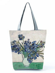 Van Gogh Oil Painting Handbags Retro Art Travel Tote Bag Women Floral
