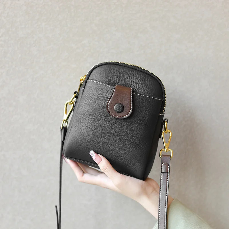 Vintage Crossbody Cowhide Cell Phone Shoulder Bag Leather Messenger Bags