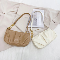 Vintage Female Leather Chain Handbag Retro Casual Totes Shoulder Bags