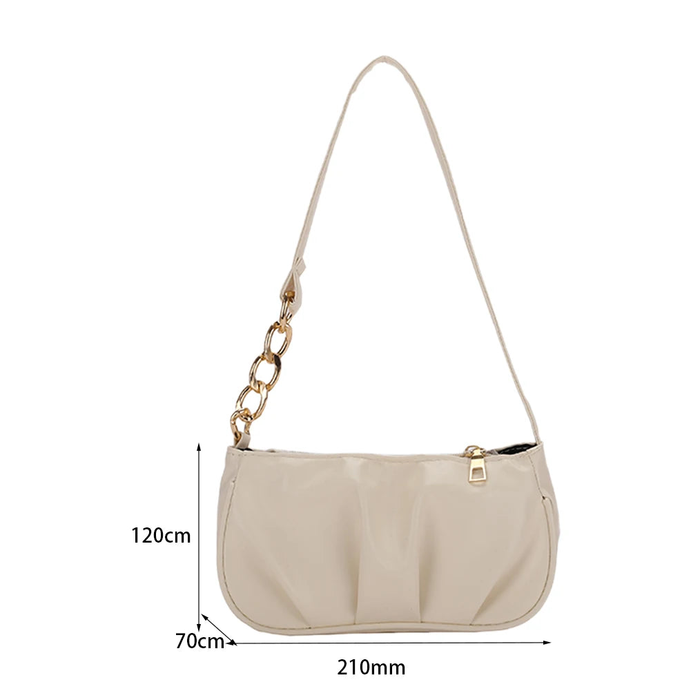 Vintage Female Leather Chain Handbag Retro Casual Totes Shoulder Bags