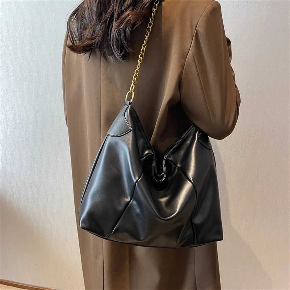 Vintage Women Soft PU Leather Shopper Bag Large Capacity Shoulder Crossbody Bags