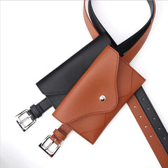 PU Leather Fanny Pack Women Belt Phone Pouch Chest Pack Vintage Messenger Bags
