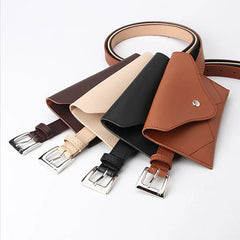 PU Leather Fanny Pack Women Belt Phone Pouch Chest Pack Vintage Messenger Bags