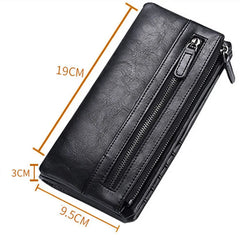 Men's Long Zipper Soft Wallet PU Waterproof Multifunctional