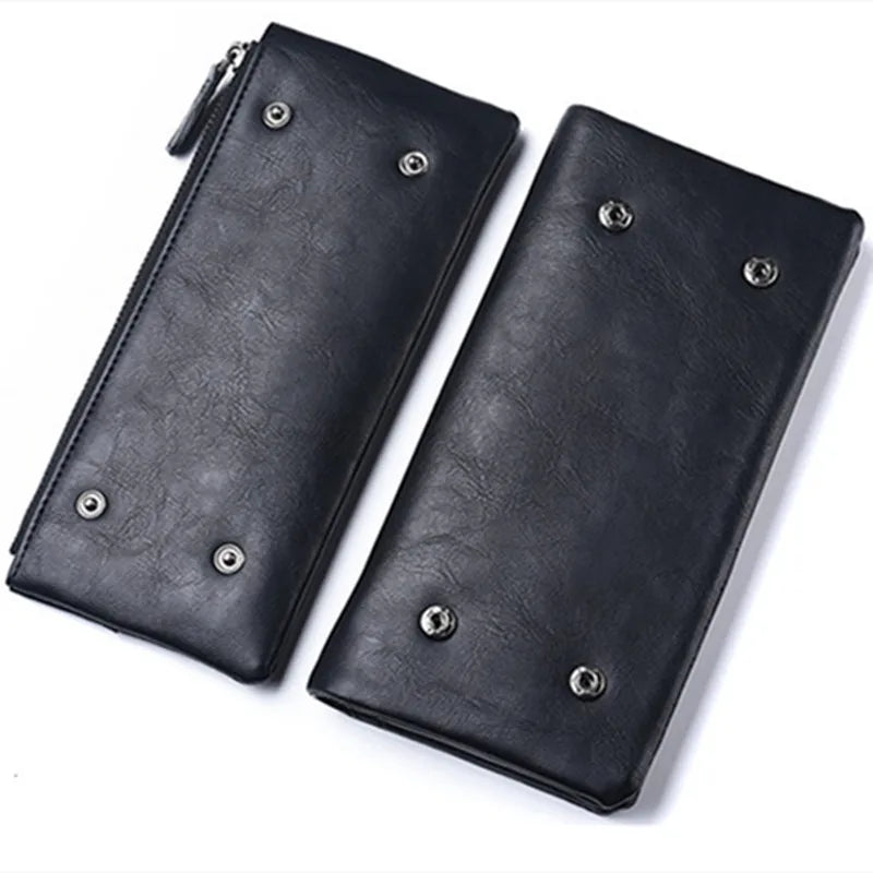 Men's Long Zipper Soft Wallet PU Waterproof Multifunctional