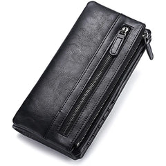 Men's Long Zipper Soft Wallet PU Waterproof Multifunctional