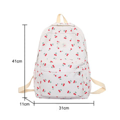 Cherry Print Waterproof Nylon Backpack for Women