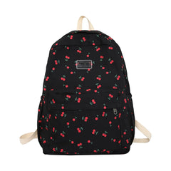 Cherry Print Waterproof Nylon Backpack for Women