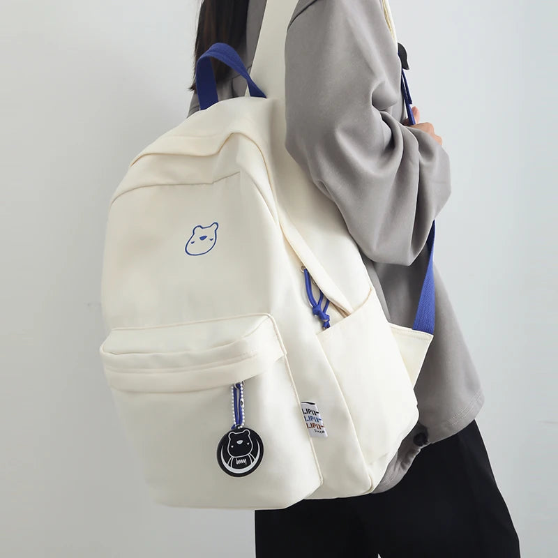 Waterproof Nylon Women Backpack Schoolbag Teenage Girls Solid Bookbag Mochila