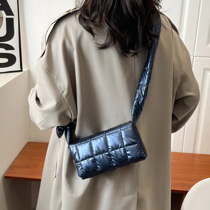 Winter Nylon Down Shoulder Bag Soft Handbag for Women