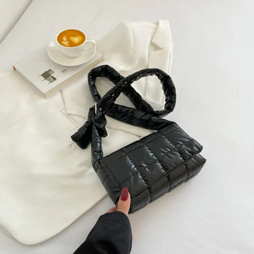 Winter Nylon Down Shoulder Bag Soft Handbag for Women