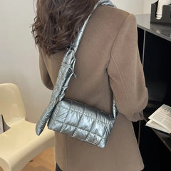 Winter Nylon Down Shoulder Bag Soft Handbag for Women