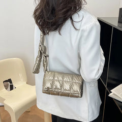 Winter Nylon Down Shoulder Bag Soft Handbag for Women