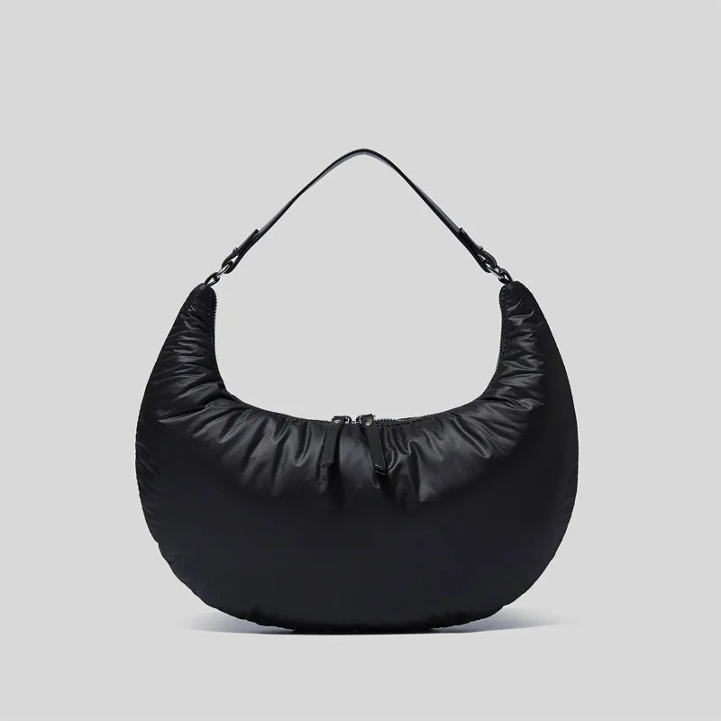 Winter Half Moon Padded Tote Shoulder Bag High Quailty Ladies Handbags