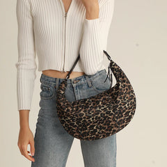Winter Half Moon Padded Tote Shoulder Bag High Quailty Ladies Handbags