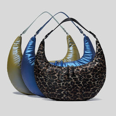 Winter Half Moon Padded Tote Shoulder Bag High Quailty Ladies Handbags