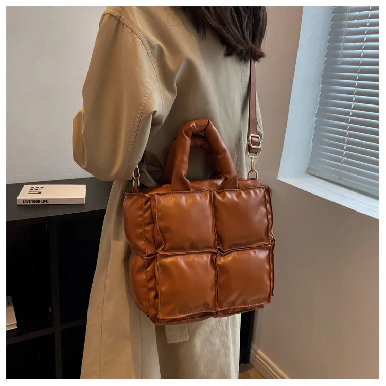 Quilted Soft Leather Shoulder Crossbody Bag for Women