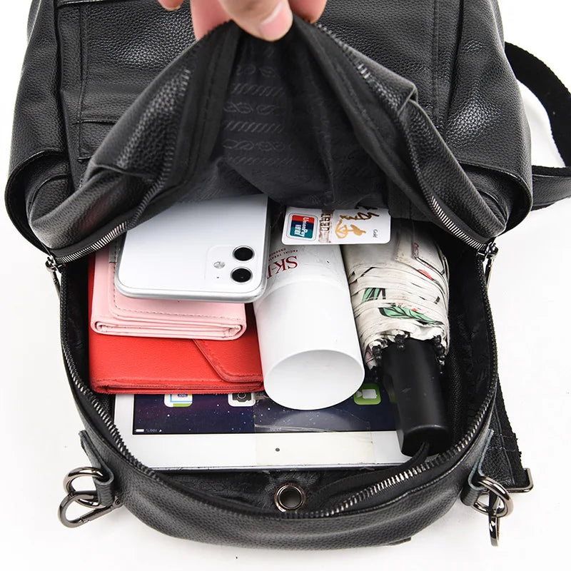Fashionable Black Leather Crossbody Bag for Women