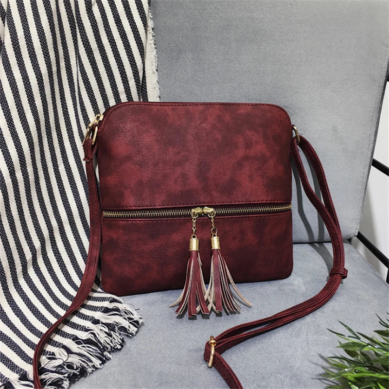 Women Shoulder Bag Tassel Decoration Messenger Crossbody Bag