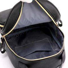 Cartoon Cat PU Leather Women Backpack School Bags