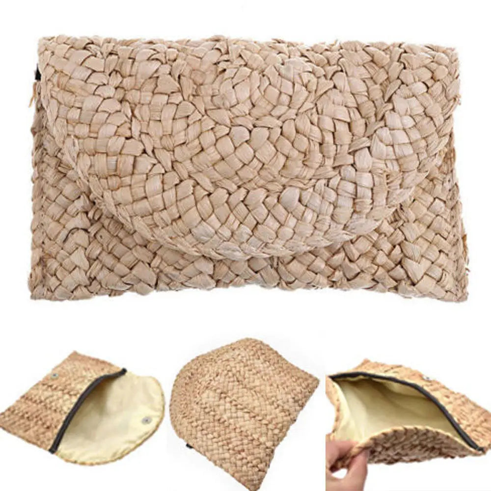 Straw Shoulder Tote Messenger Knit Satchel Beach Bag