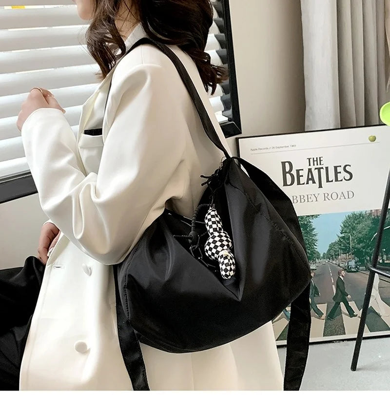 Women Canvas Messenger Bag Large Capacity Shoulder Bag Casual Zipper