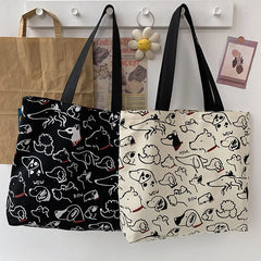 Women Canvas Shopping Bags Eco Reusable Foldable Shoulder Bag Large Capacity