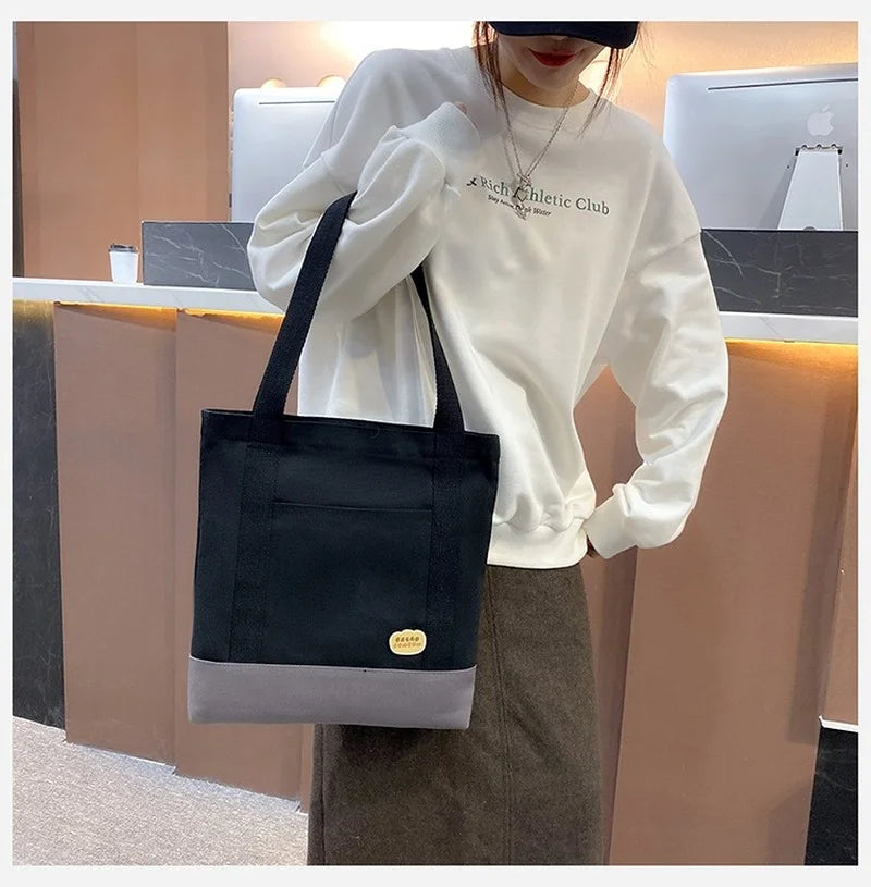 Women Canvas Shoulder Bag Eco Handbag Large Capacity Zipper Tote Soft Messenger