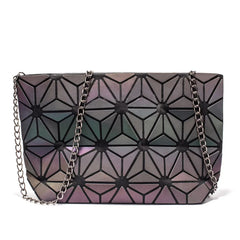 Women Chain Shoulder Bag Luminous Handbag Small Plain Folding Crossbody Bags Clu