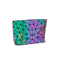Women Chain Shoulder Bag Luminous Handbag Small Plain Folding Crossbody Bags Clu