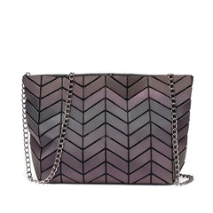 Women Chain Shoulder Bag Luminous Handbag Small Plain Folding Crossbody Bags Clu