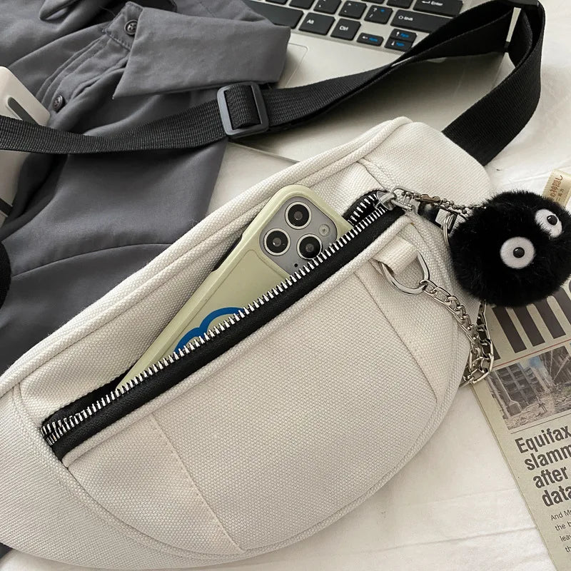 Canvas Women Chain Waist Bag Fanny Pack Travel Money Phone Chest