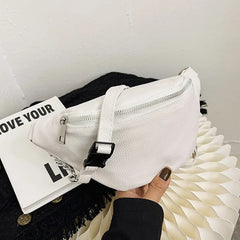 Women Leather Chain Waist Bag Fanny Pack Crossbody Chest Bag