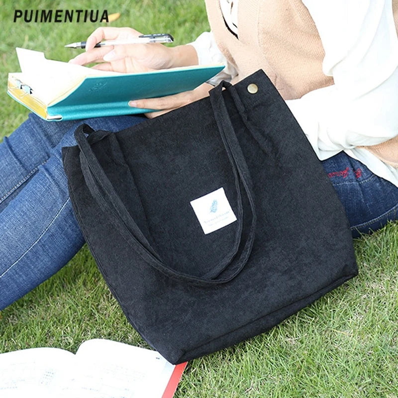 Corduroy Shoulder Bag Eco Shopper Tote