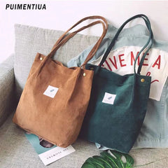 Corduroy Shoulder Bag Eco Shopper Tote