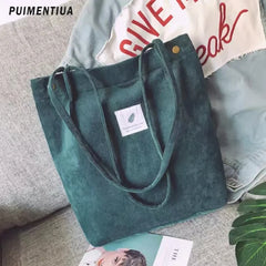 Corduroy Shoulder Bag Eco Shopper Tote
