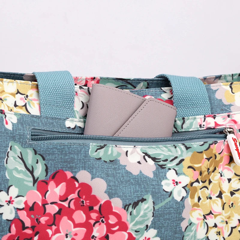 Large Capacity Flower Printed Crossbody Bag Nylon Messenger Tote Handbag