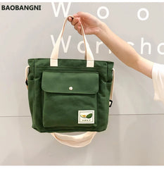 Canvas Tote Shoulder Bag Foldable Bucket Bag Girl