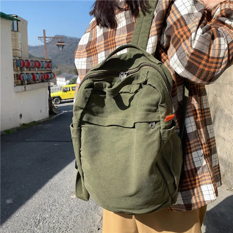 Harajuku Backpack Outdoor Travel Rucksack Retro Solid Daypack Girls Schoolbag