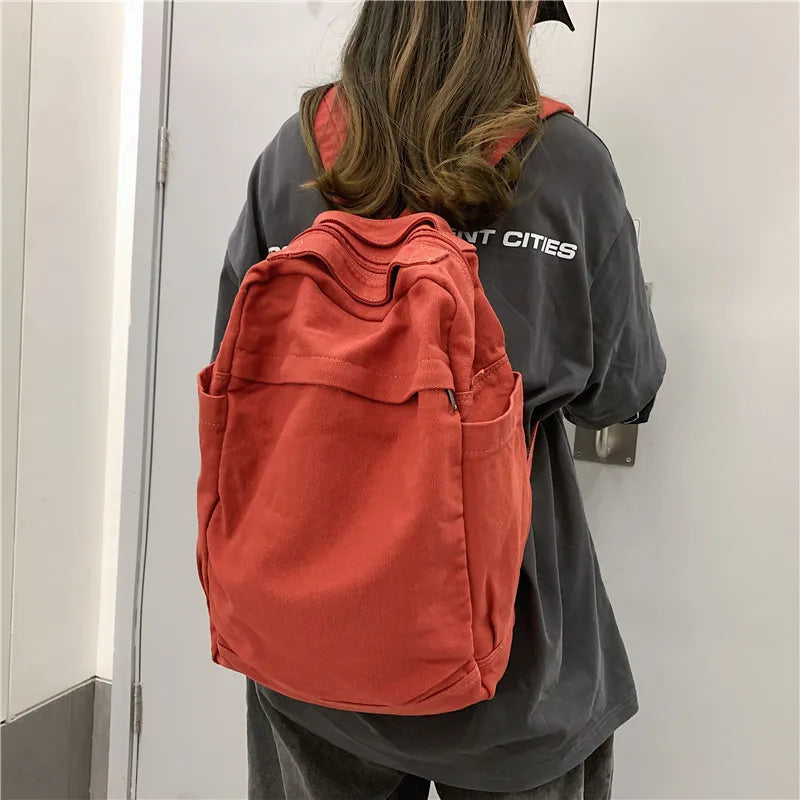 Harajuku Backpack Outdoor Travel Rucksack Retro Solid Daypack Girls Schoolbag