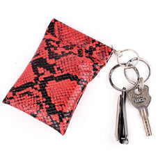 Key Holder Case PU Leather Serpentine Purse Men Storage Car Keychain Bag