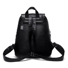 Vintage Leather Backpack for Women Girls School Bag Travel Bagpack