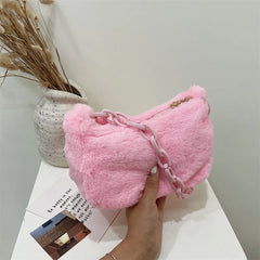 Soft Plush Shoulder Bag Acrylic Chain Fluffy Bags