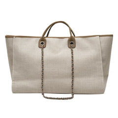 Canvas Large Tote Bag Chains Shoulder Bags Women Handbag Shopping Bag